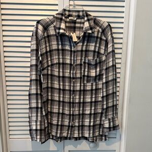 Pilcro Anthropologie Black and White Plaid Shirt